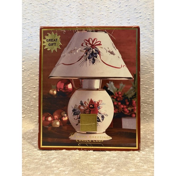 LENOX Winter Greetings Red Cardinal & Holly Berries Candle Lamp Read - Picture 1 of 7